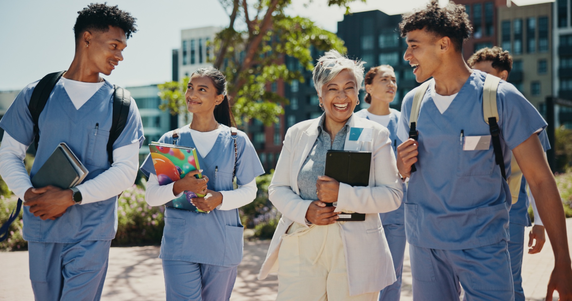 Medical educators and students collaborating